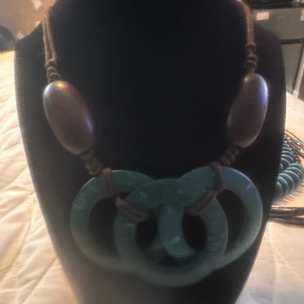 Modern Brown and Green Statement Necklace